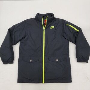 Vintage Nike 550 Goose Down Jacket Youth XL Black Zip Hood‎ Puffer Swoosh EUC